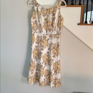 LOFT yellow Midi Sundress Scoop Neck Short Sleeve